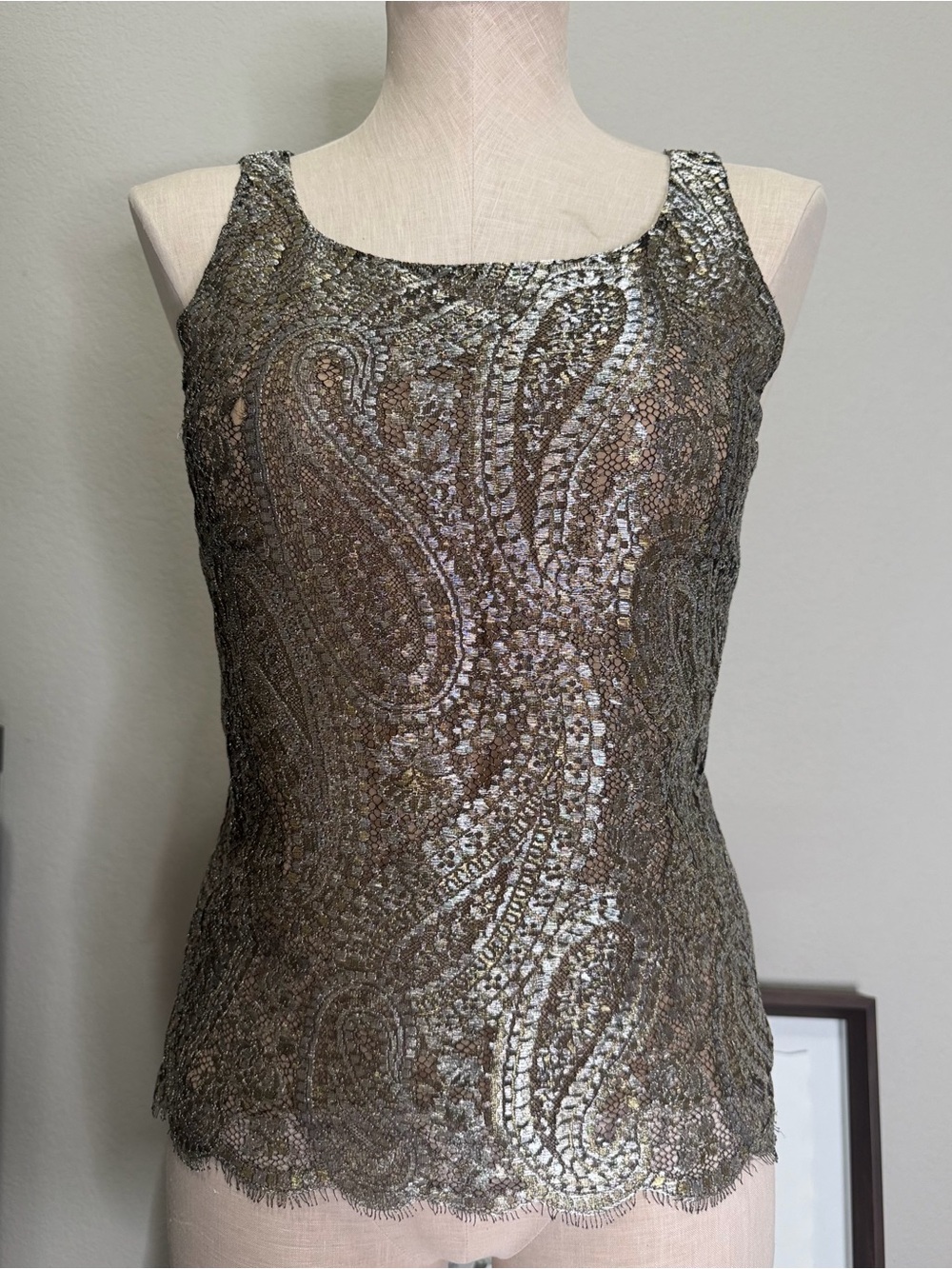 Chanel Pre-Fall 2012 Metallic Paisley Lace Top Paris-Bombay
